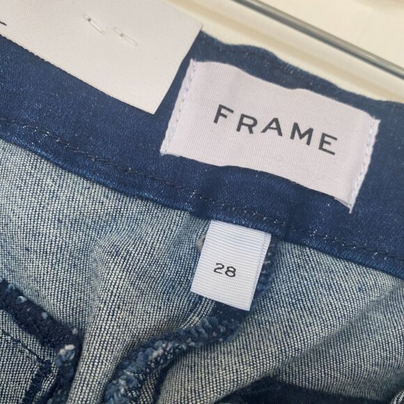 FRAME Le High Flare medium/dark wash jeans with D-ring belt - Picture 4 of 14